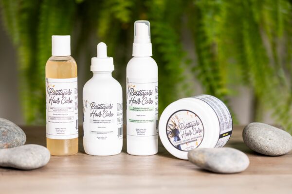 Collection of products from Rasta Locs' Ultimate Loc Care Kit